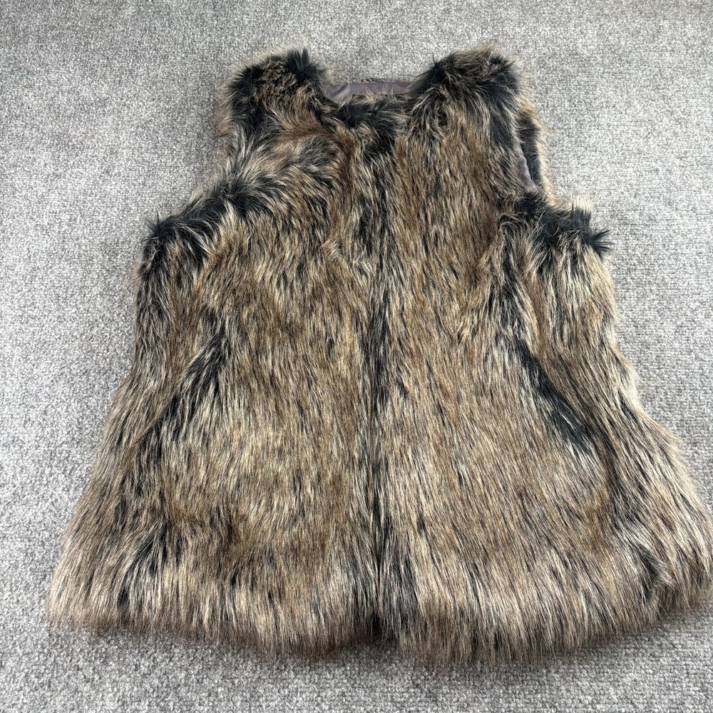 Banana Republic Faux Fur Vest Women's S Brown Mob Wife Quiet Luxury‎ Glam Luxe